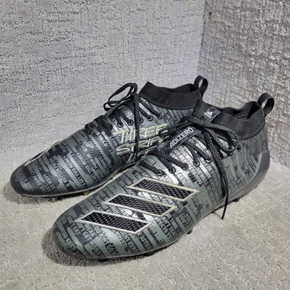 Adidas Adizero 8.0 Men's Size 14 US Black Metallic Silver Football Cleats EE7451 - Picture 7 of 11